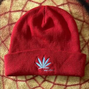 SPLIFOUT-unisex red acrylic embroidered leaf beanie hat
